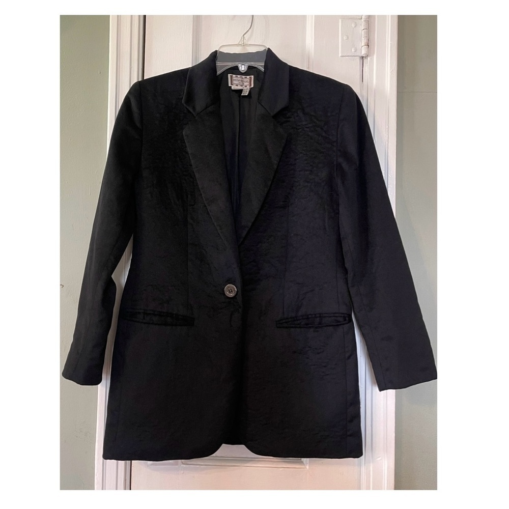 Henri Bendel Elegant Black Cashmere Women's One Button Blazer